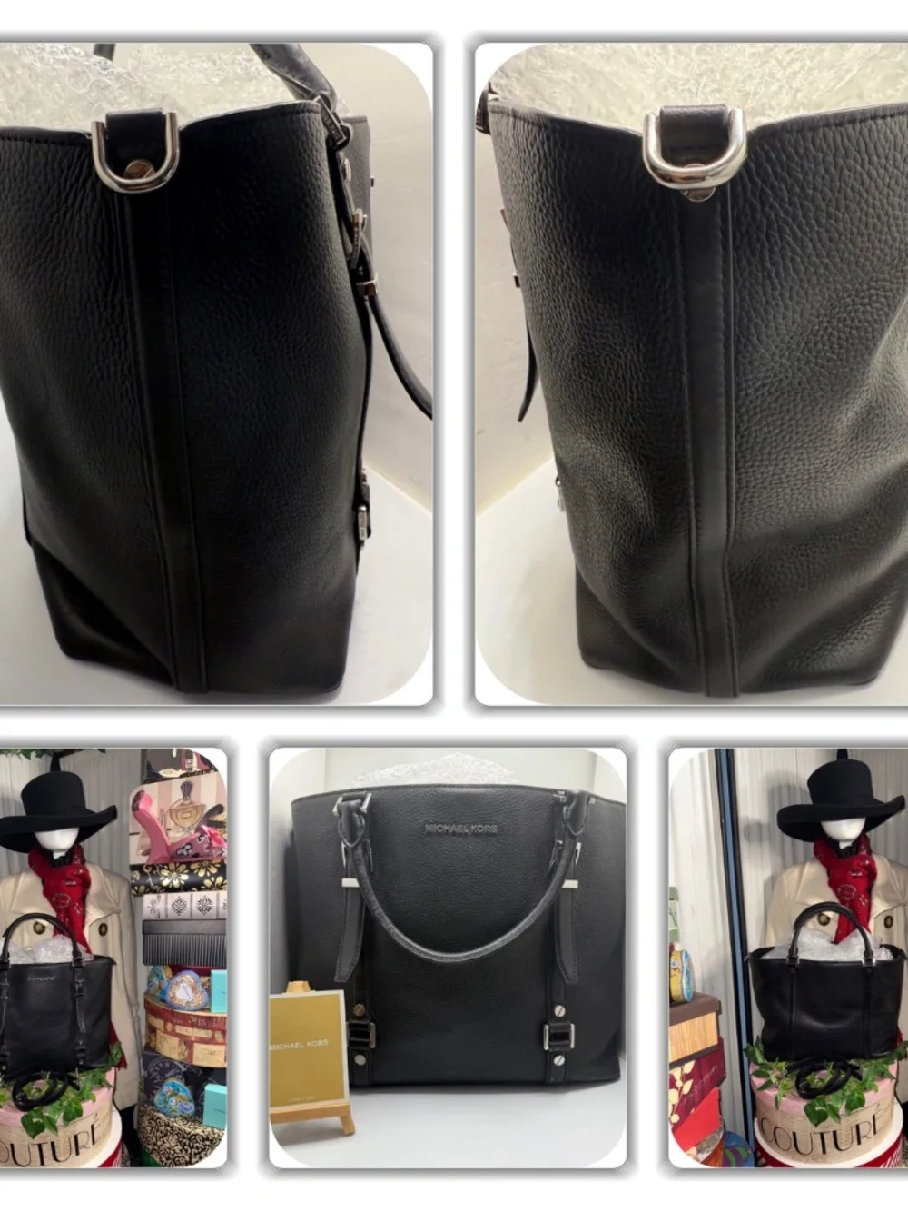 SASSY MICHAEL KORS PEBBLED LEATHER BLACK 2-WAY HANDBAG! MSRP $478